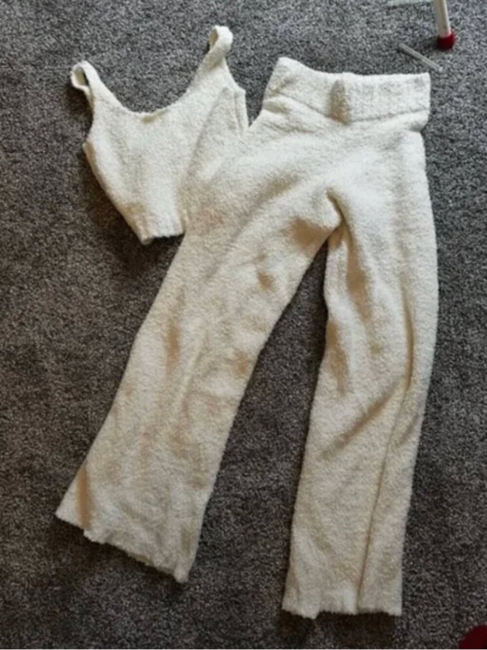 SKIMS Cream Cozy Pajama Set XXS/XS WEAR-STAINS IN CROTCH
